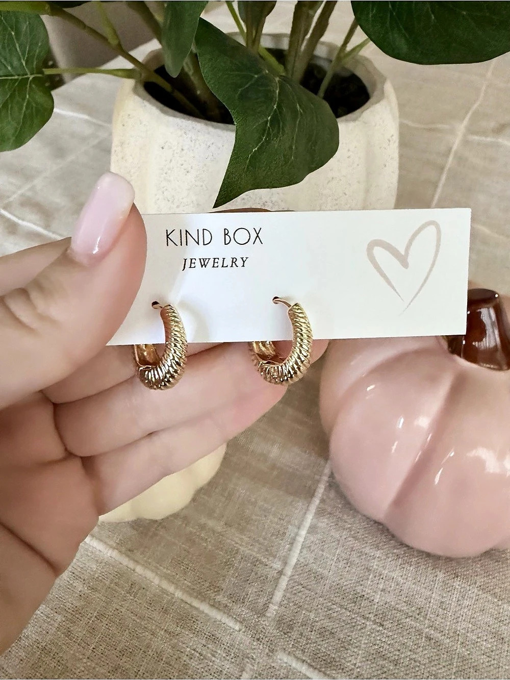 Kind Box Textured Gold-Tone Hoop Earrings NWT